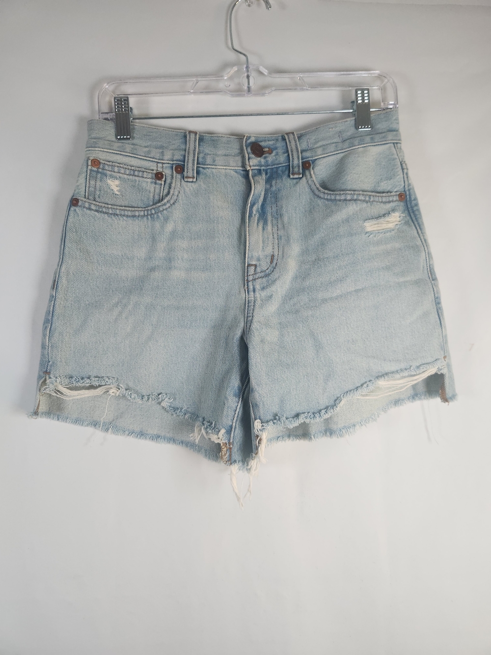 Madewell Light Blue Distressed Denim Cutoff Shorts Wengler Wash 24 Relaxed